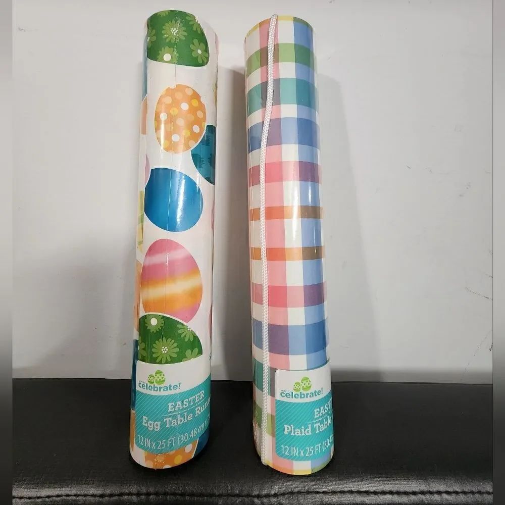 Lot of two rolls of paper Easter table runner 12 in x 25 ft pastel